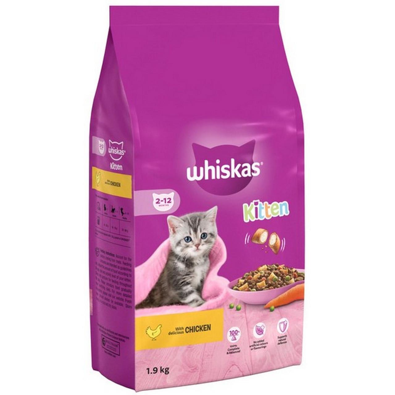 WHISKAS KITTEN FOOD CHICKEN 1+ KITTEN DRY FOOD 1.9KG
