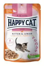 Happy Cat Kitten MIS Kitten & Junior Farm Duck 85 g Pouch