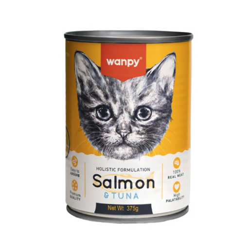 Wanpy Holistic formulation Cat Can for Kitten Tuna+Salmon 375g