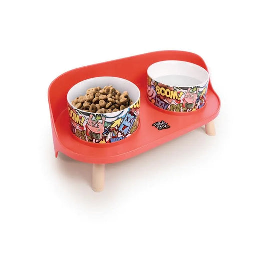 M-PET ALTITUDE URBAN STYLE DOUBLE RAISED PET BOWL RED
