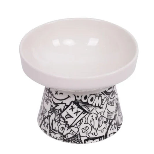 M-PET URBANSTYLE TILT'DRAISED CERAMIC BOWL BLACK & WHITE M