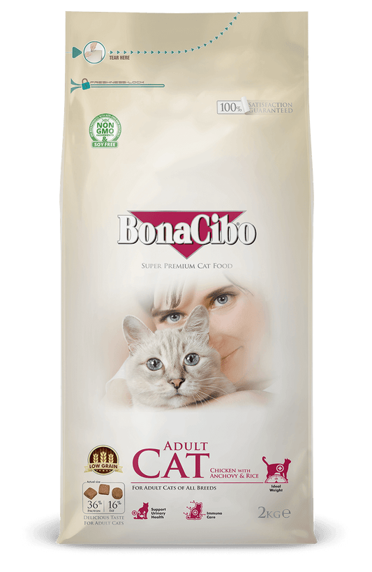 Bonacibo Adult Cat Chicken With Anchovy & Rice 2 Kg Bag