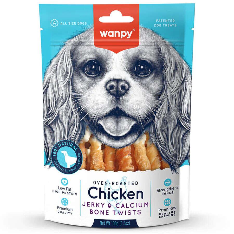 WANPY ADULT DOG CHICKEN & CALCIUM BONE TWIST DOG TREAT 100G
