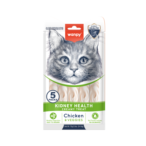 Wanpy Adult Cat Functional Creamy Lickable Treat - Chicken & Veggies (Kidney Care) 70 g Pouch