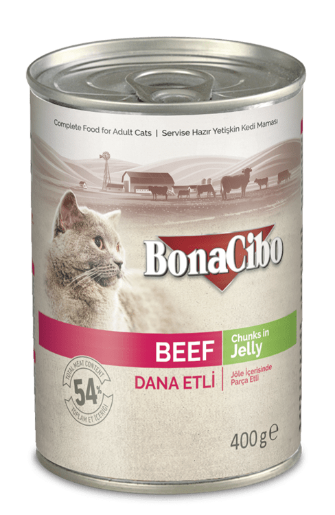 Bonacibo Adult Cat Beef - Chunks In Jelly 400 g Canned