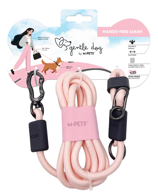 M-PET GENTLE DOG HANDS FREE LEASH BLUSH PINK