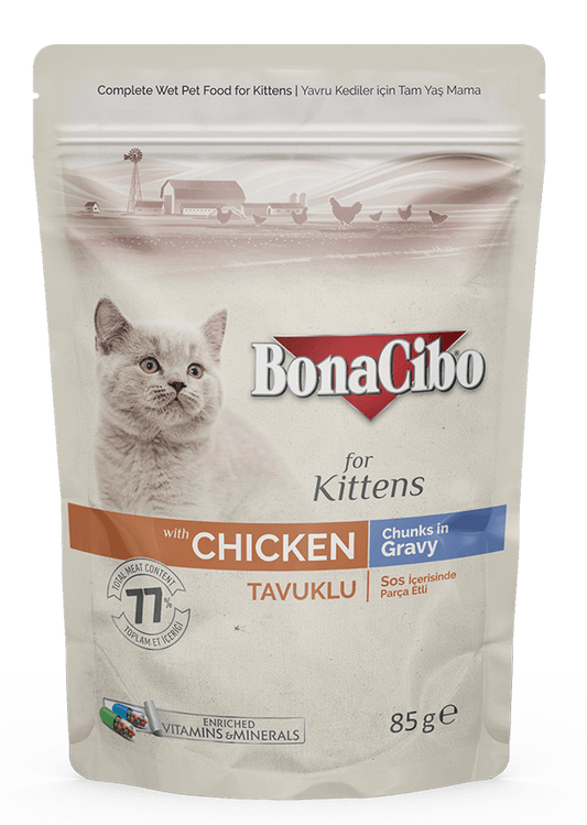 Bonacibo Kitten Chicken - Chunks In Gravy 85 g Pouch