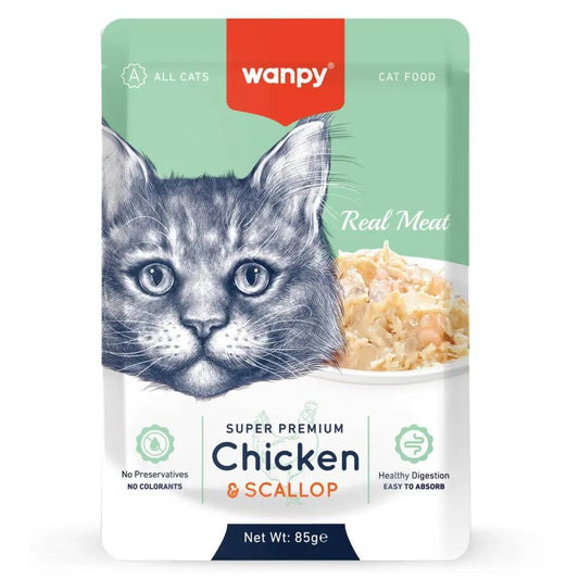 WANPY ADULT CAT REAL MEAT CHICKEN & SCALLOP CAT WET FOOD 85G