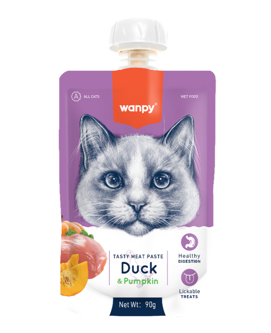 Wanpy Adult Cat Tasty Meat Paste Duck & Pumpkin 90 g Pouch