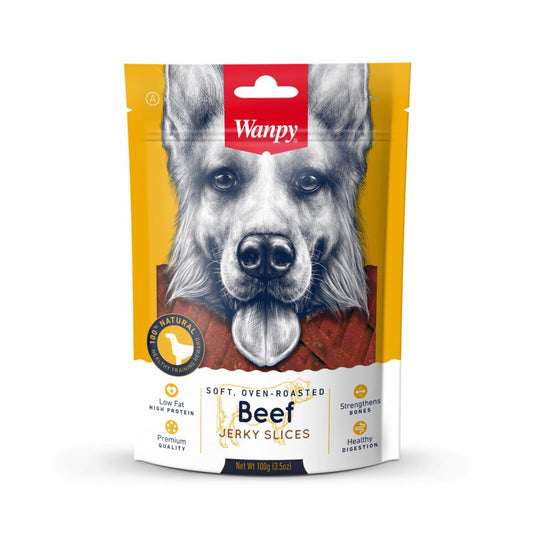 Wanpy Adult Dog Soft Beef Jerky Slices 100g Pouch