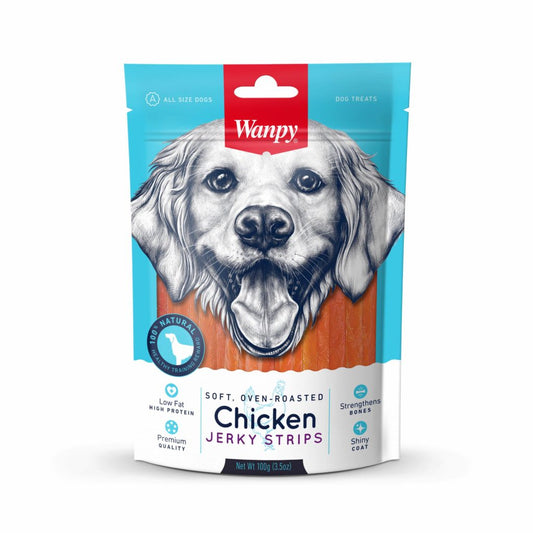 Wanpy Adult Dog Soft Chicken Jerky Strips 100 g Pouch