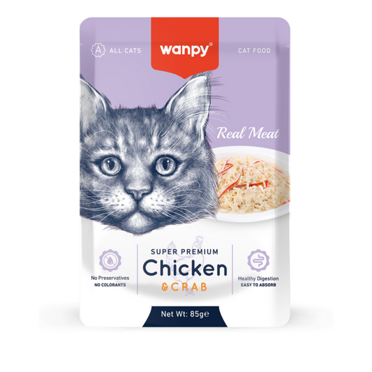 Wanpy Adult Cat Real Meat Chicken & Crab 85 g Pouch