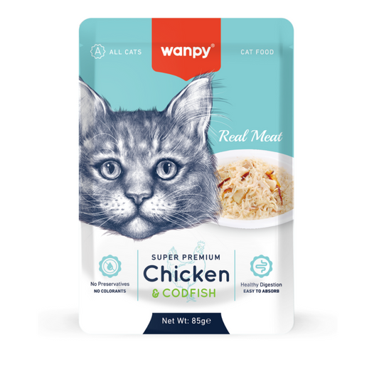 Wanpy Adult Cat Real Meat Chicken & Codfish 85 g Pouch