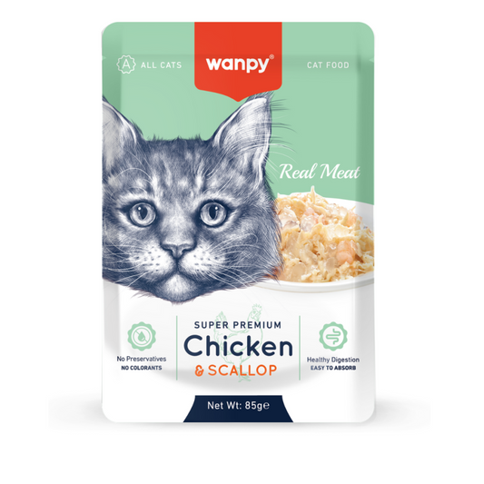 Wanpy Adult Cat Real Meat Chicken & Scallop 85 g Pouch