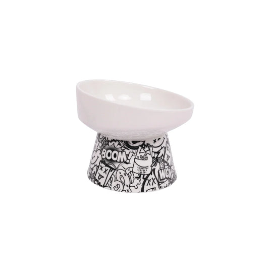 M-PET URBANSTYLE TILT'DRAISED CERAMIC BOWL BLACK & WHITE S