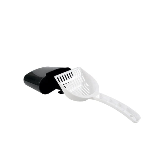 M-PET CAT LITTER SCOOP WITH HOLDER WHITE & BLACK