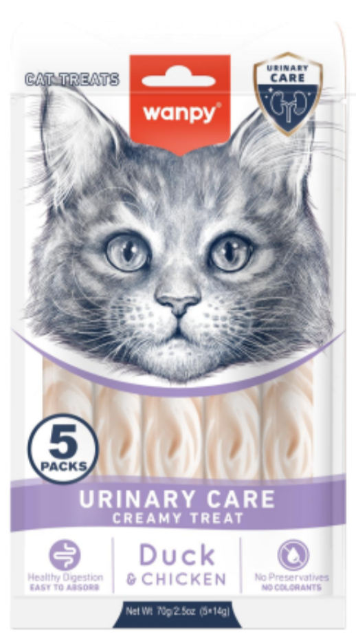 Wanpy Adult Cat Functional Creamy Lickable Treat - Duck & Chicken (Urinary Care) 70 g Pouch