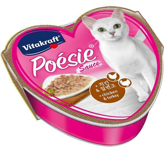 Vitakraft Adult Cat Poesie Alu Tray Chicken & Turkey in Sauce 85 g Tray