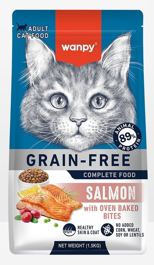 Wanpy Grain Free Chicken Dry Food For Adult Cat Salmon 50 g