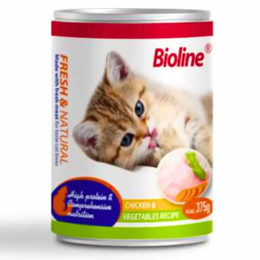 Bioline Adult Cat Wet Food Chicken & Vegetables 375g Canned