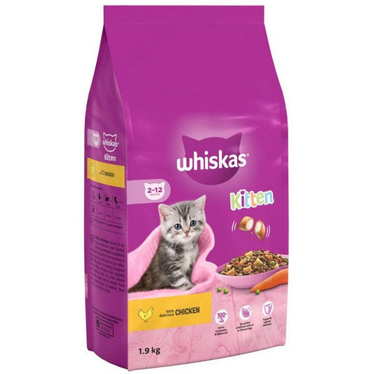 WHISKAS KITTEN FOOD CHICKEN 1+ KITTEN DRY FOOD 1.9KG