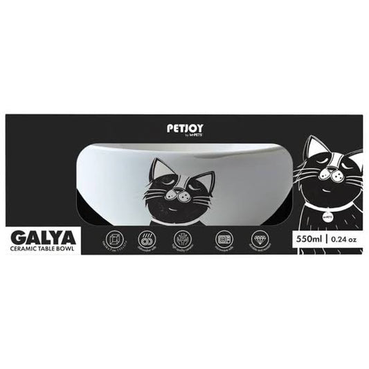 M-PET PETJOY FURRY FEAST CERAMIC BOWL GALYA - BLACK
