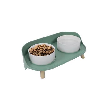 M-PET ALTITUDE URBAN STYLE DOUBLE RAISED PET BOWL GREEN